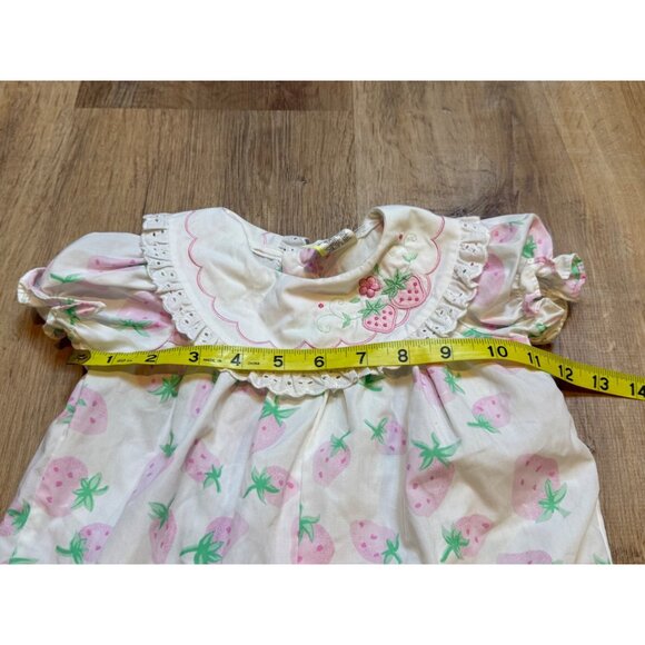 Vintage Baby‎ Strawberry Print Bubble Romper 3-6 Months Cotton - Picture 4 of 9
